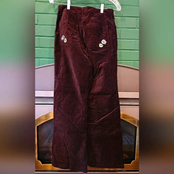 Princess Highway Embroidered Velvet Pants in Deep Brown - Picture 2 of 3